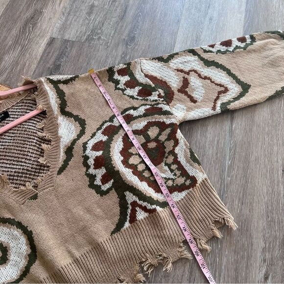 Storia distressed paisley print v neck‎ sweater Women’s Size M - Picture 5 of 6
